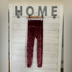 Beyond Yoga burgundy/wine colored velvet leggings